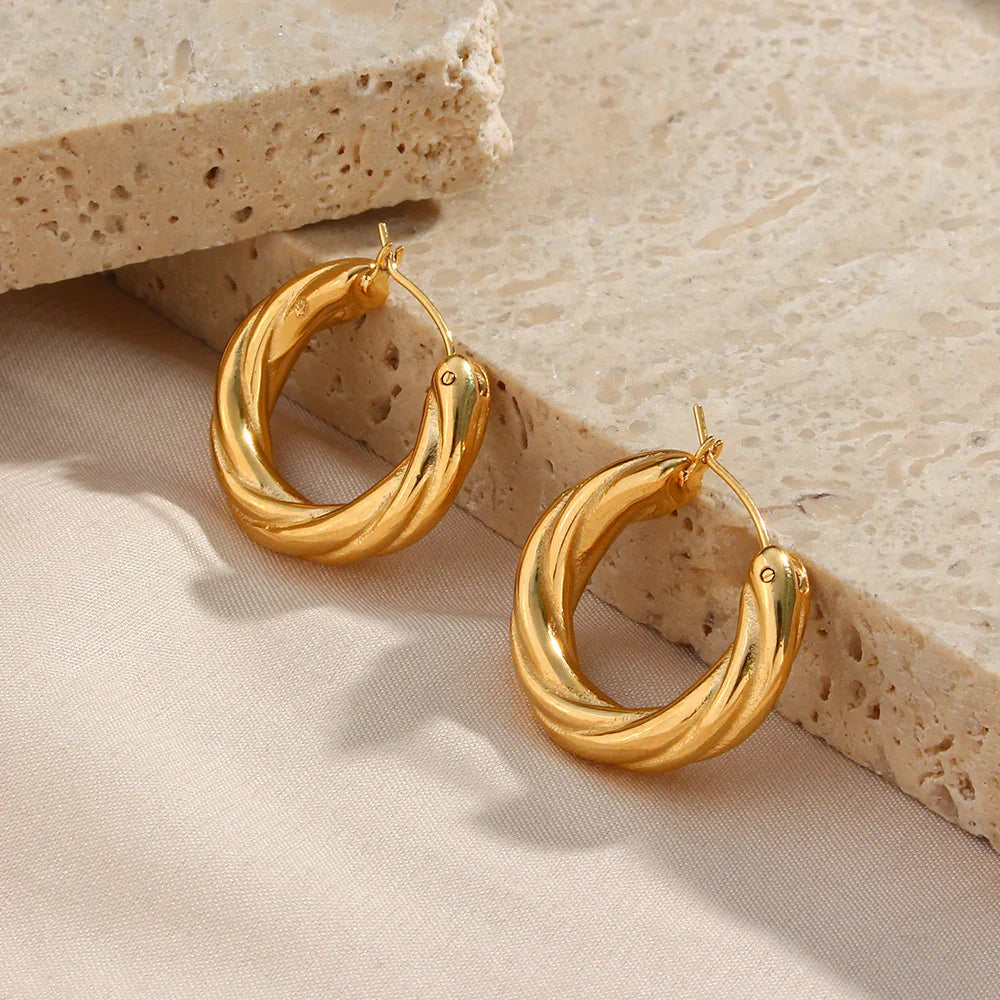 [ElanLuxe]Denisse Twisted Hoop Earrings