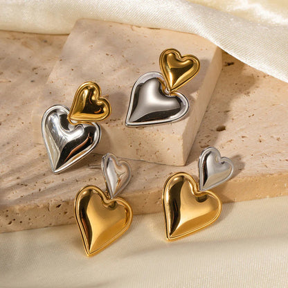 [ElanLuxe]Zofia Two Tone Heart Earrings