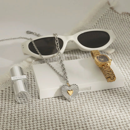 [ElanLuxe]Judith Two Tone Heart Pendant
