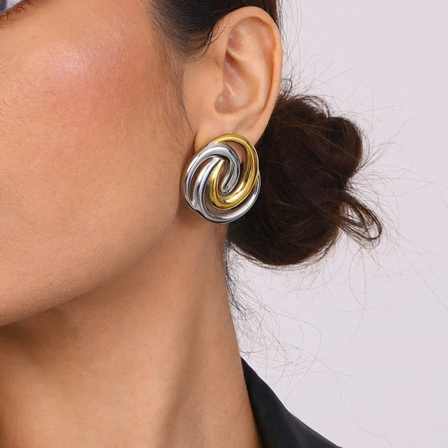 [ElanLuxe]Janice Triple Spiral Gold Earrings