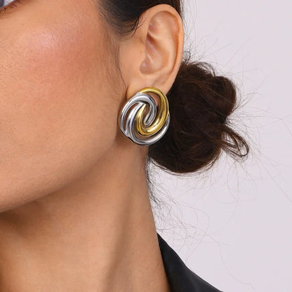 [ElanLuxe]Janice Triple Spiral Gold Earrings