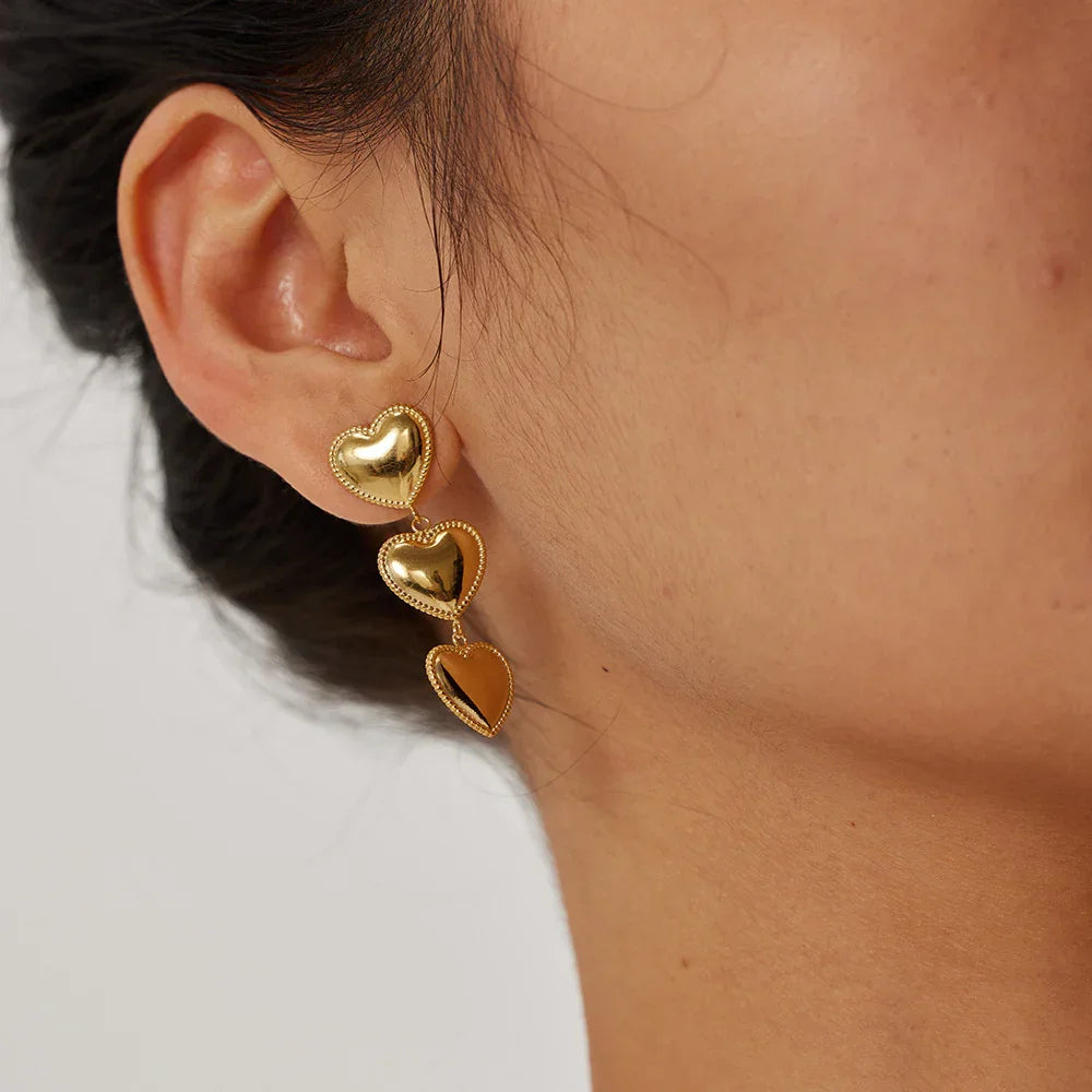 [ElanLuxe]Aimee Gold Heart Earrings