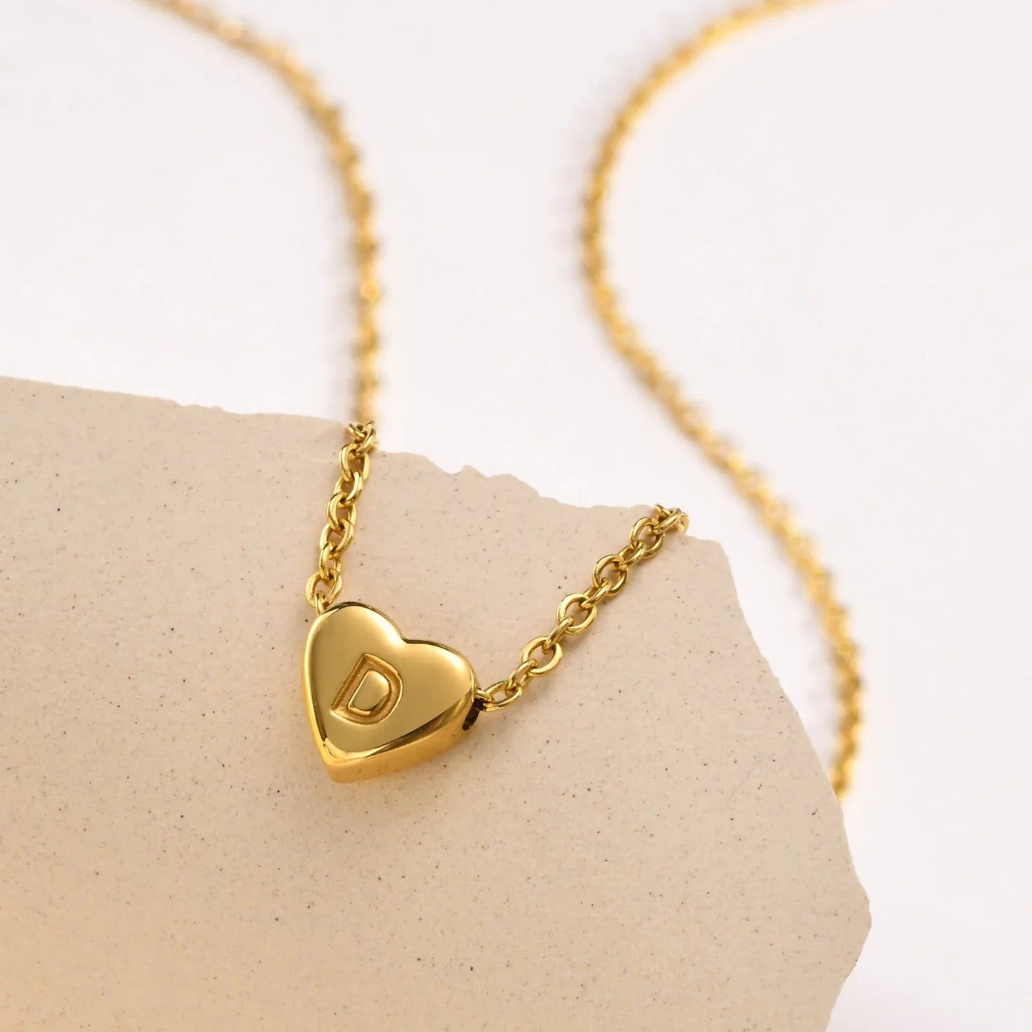 [ElanLuxe]Heart Initial Gold Necklace
