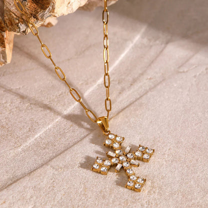 [ElanLuxe]Divina Crystal Cross Necklace