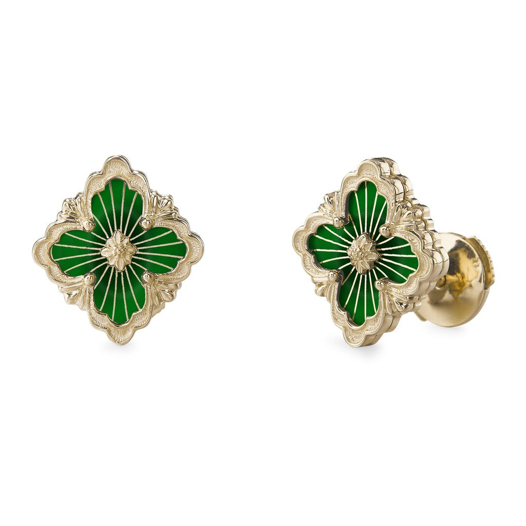 [ElanLuxe Jewelry JEWELRY]OPERA TULLE GOLD BUTTON EARRINGS ENAMELED ELEMENT
