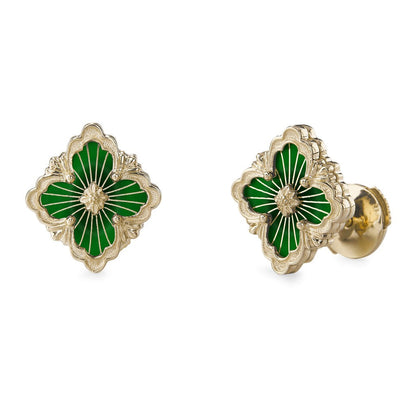 [ElanLuxe Jewelry JEWELRY]OPERA TULLE GOLD BUTTON EARRINGS ENAMELED ELEMENT