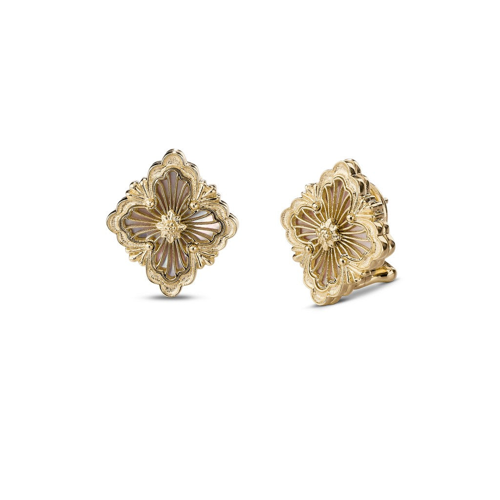 [ElanLuxe Jewelry JEWELRY]OPERA TULLE GOLD BUTTON EARRINGS ENAMELED ELEMENT