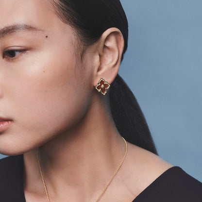 [ElanLuxe Jewelry JEWELRY]OPERA TULLE GOLD BUTTON EARRINGS ENAMELED ELEMENT