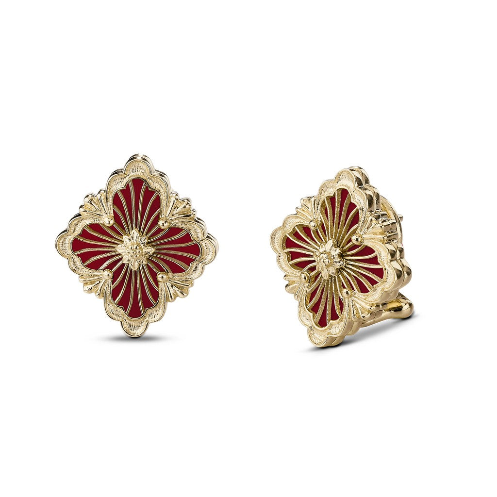 [ElanLuxe Jewelry JEWELRY]OPERA TULLE GOLD BUTTON EARRINGS ENAMELED ELEMENT