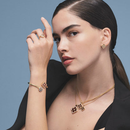 [ElanLuxe Jewelry JEWELRY]OPERA TULLE GOLD BUTTON EARRINGS ENAMELED ELEMENT