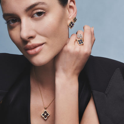 [ElanLuxe Jewelry JEWELRY]OPERA TULLE GOLD BUTTON EARRINGS ENAMELED ELEMENT