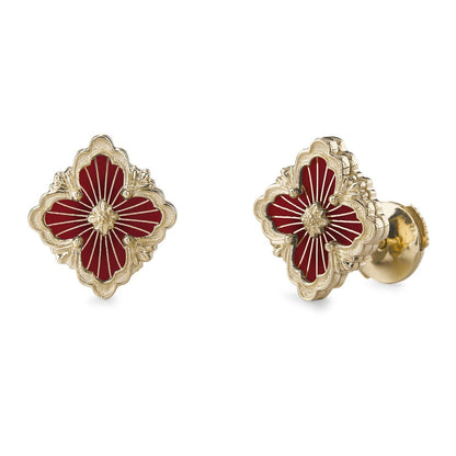 [ElanLuxe Jewelry JEWELRY]OPERA TULLE GOLD BUTTON EARRINGS ENAMELED ELEMENT