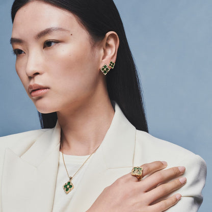 [ElanLuxe Jewelry JEWELRY]OPERA TULLE GOLD BUTTON EARRINGS ENAMELED ELEMENT