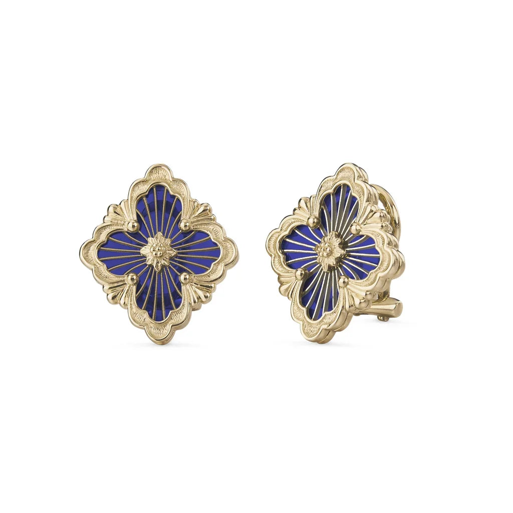 [ElanLuxe Jewelry JEWELRY]OPERA TULLE GOLD BUTTON EARRINGS ENAMELED ELEMENT