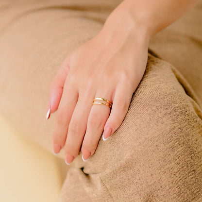 [ElanLuxe]Olivia Layered Gold Ring
