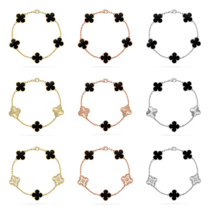 [ElanLuxe Jewelry] CLOVER 5 MOTIF ONYXS BRACELET COLLECTION