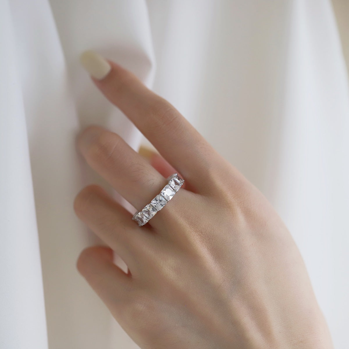[ElanLuxe Jewelry]Elegant Princess Cut Tennis Ring