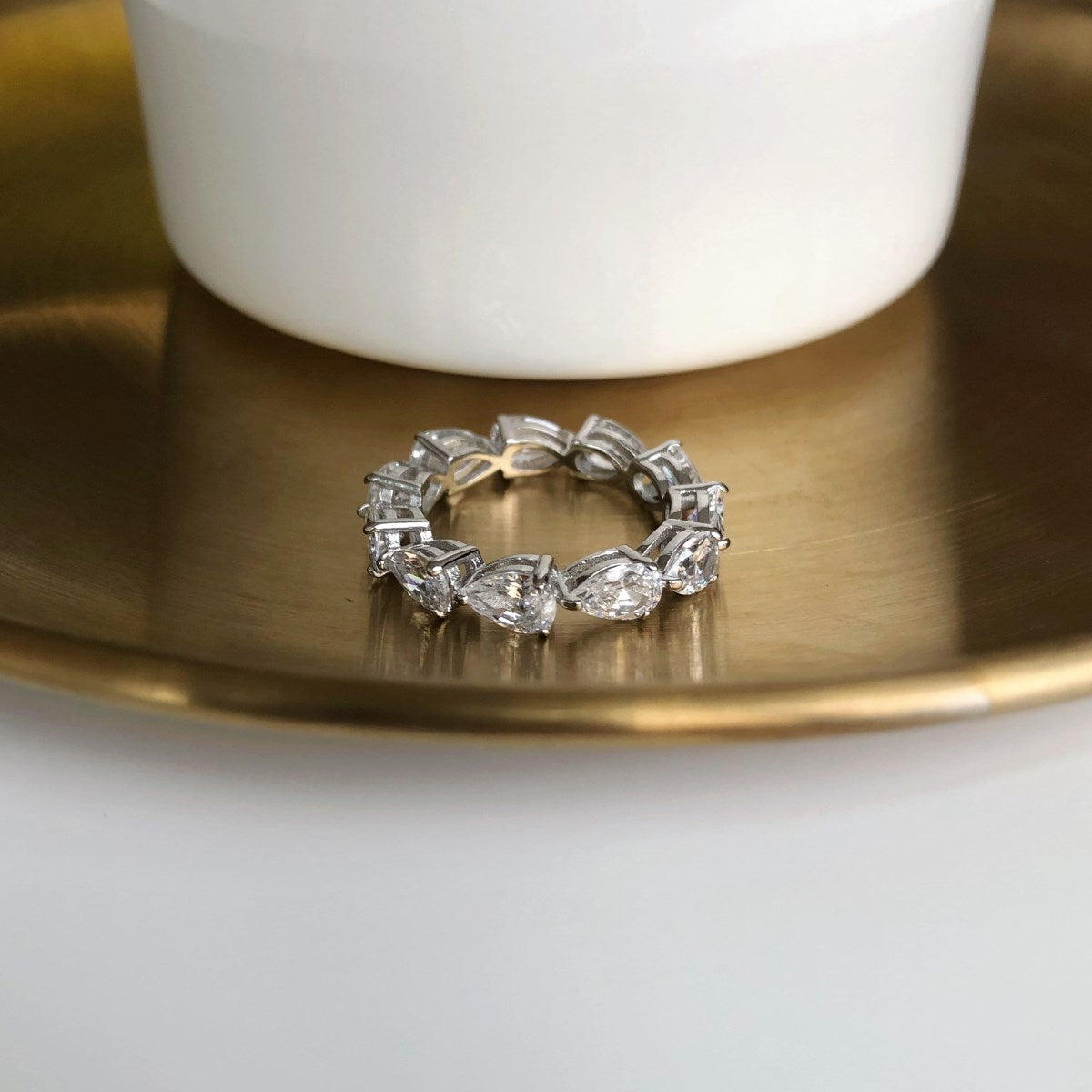 [ElanLuxe Jewelry]Exquisite Pear Cut Tennis Ring