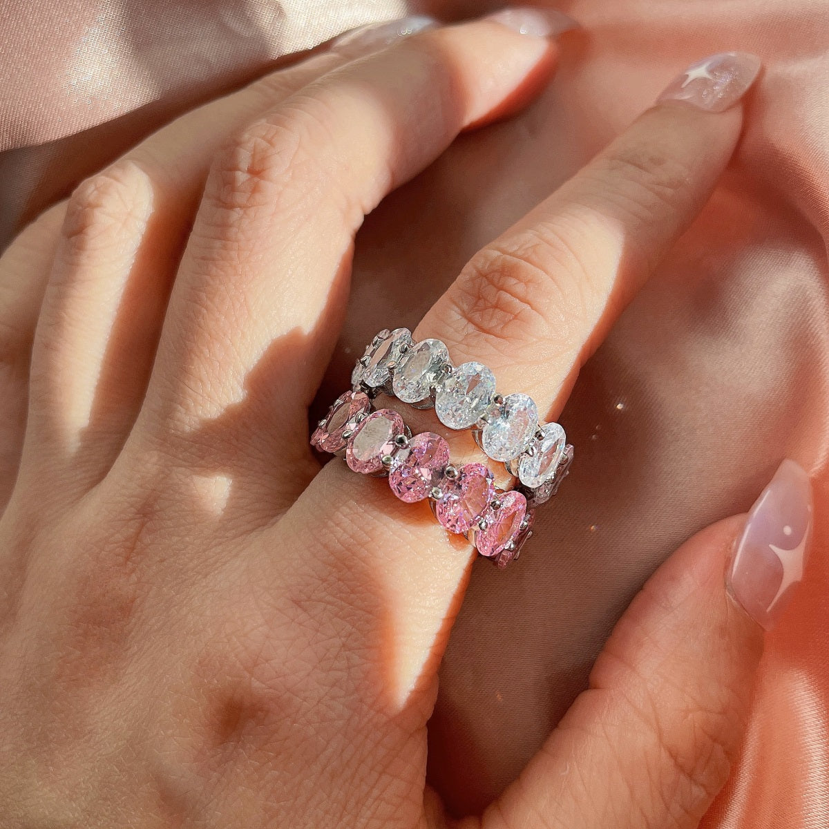 [ElanLuxe Jewelry]Dainty Elongated Cushion Cut Tennis Ring
