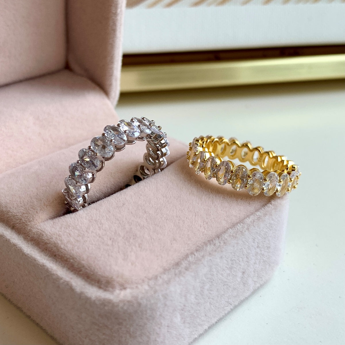 [ElanLuxe Jewelry]Ornate Oval Cut Tennis Ring