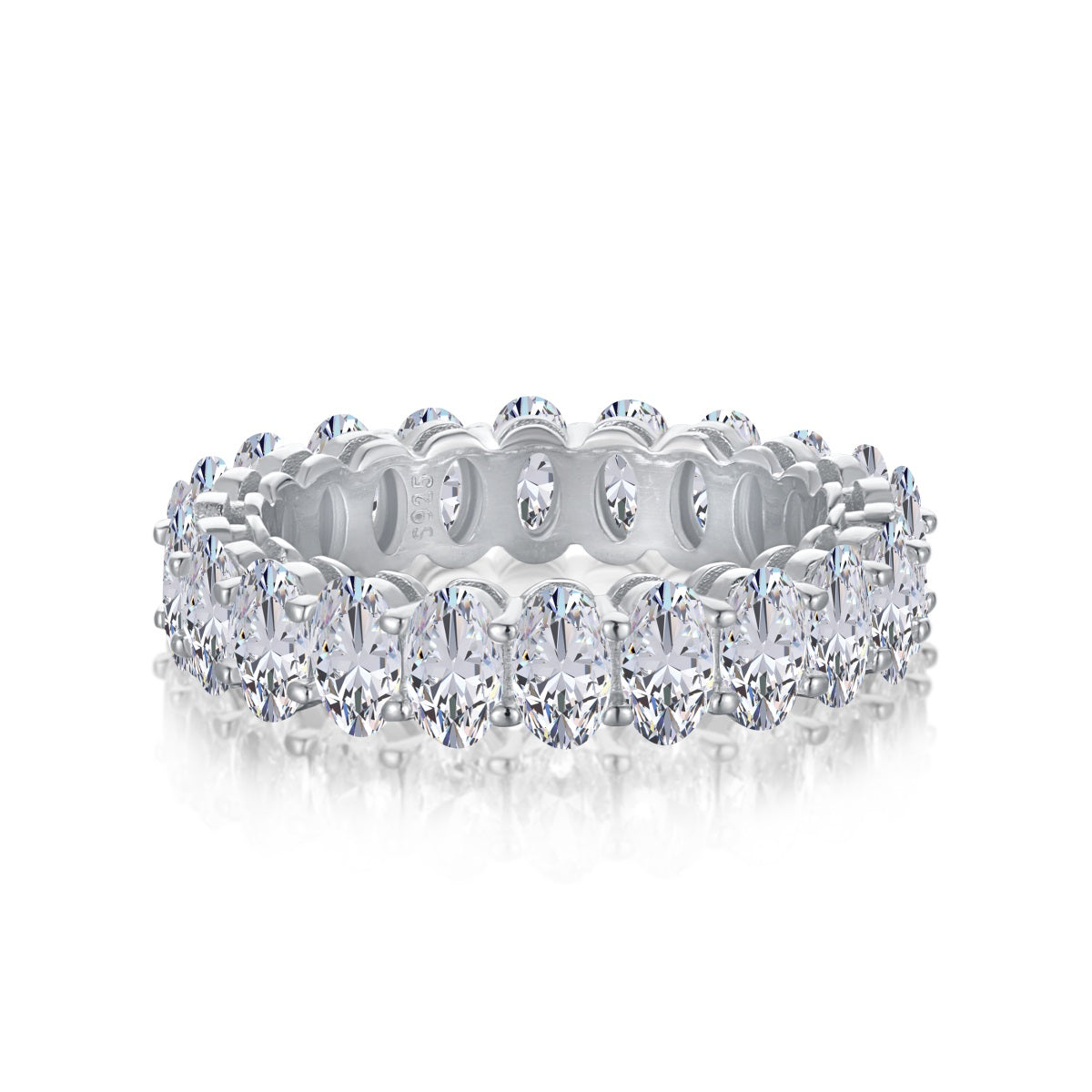 [ElanLuxe Jewelry]Ornate Oval Cut Tennis Ring