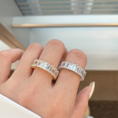 [ElanLuxe Jewelry]0.75 Carat Elegant Emerald Cut Tennis Ring