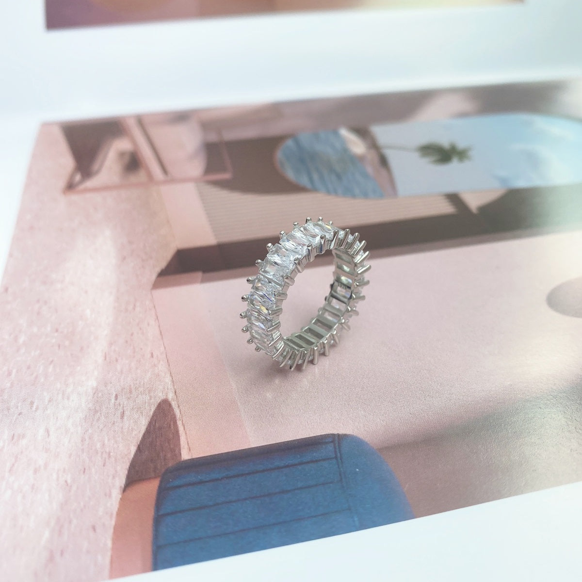 [ElanLuxe Jewelry]Unique Colorful Radiant Cut RIng