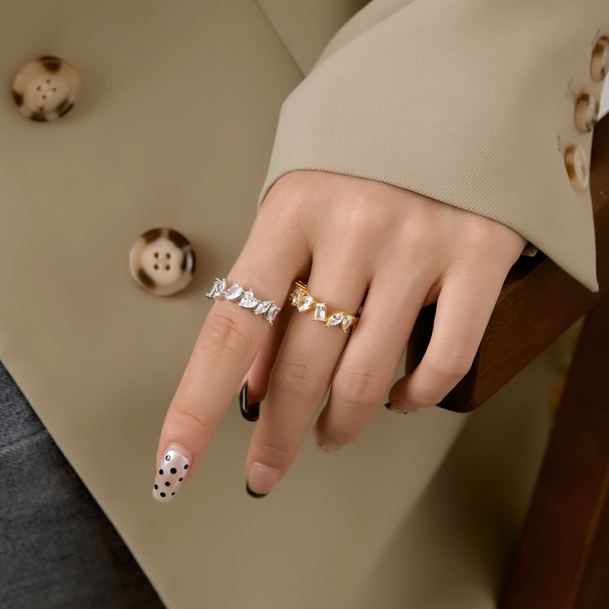 [ElanLuxe Jewelry]Delicate Multi Cut Ring