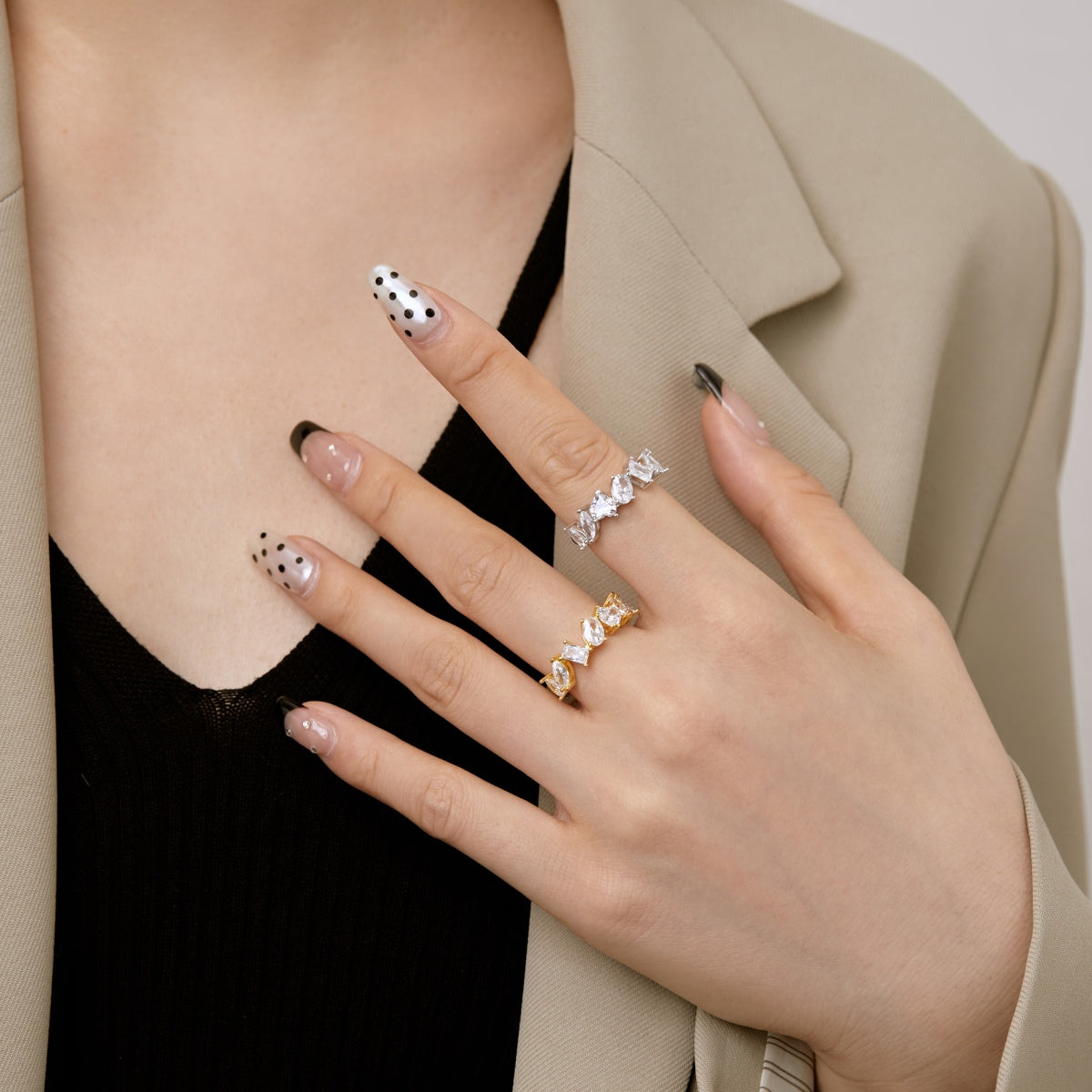 [ElanLuxe Jewelry]Delicate Multi Cut Ring