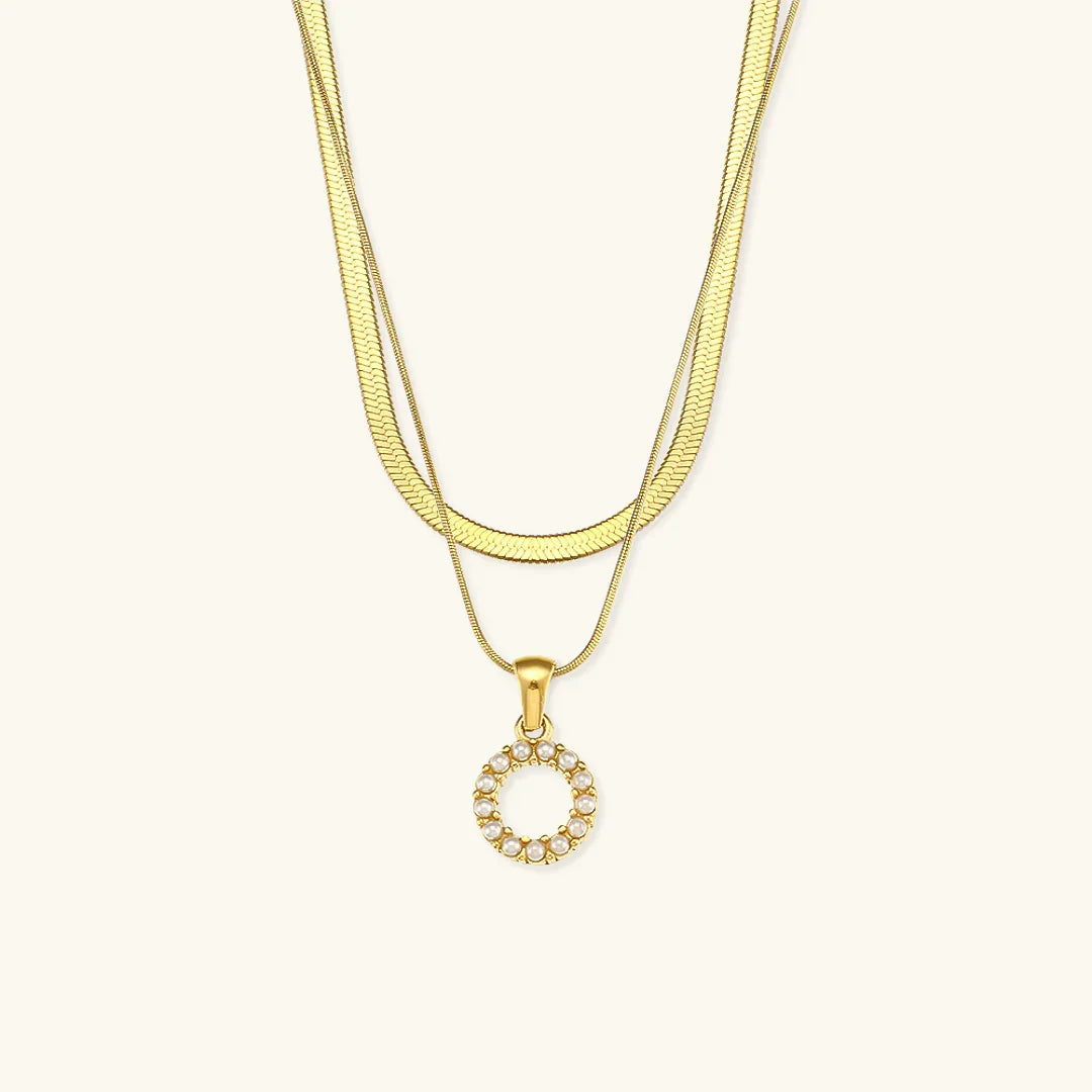 [ElanLuxe]Fiona Layered Gold Initial Letter Necklace