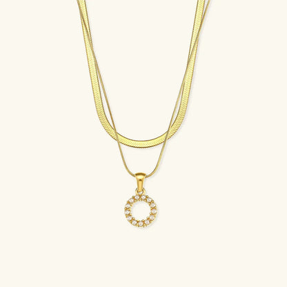 [ElanLuxe]Fiona Layered Gold Initial Letter Necklace