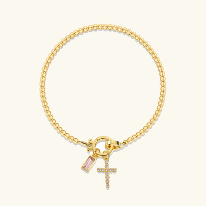 [ElanLuxe]Amalia Birthstone Cross Bracelet