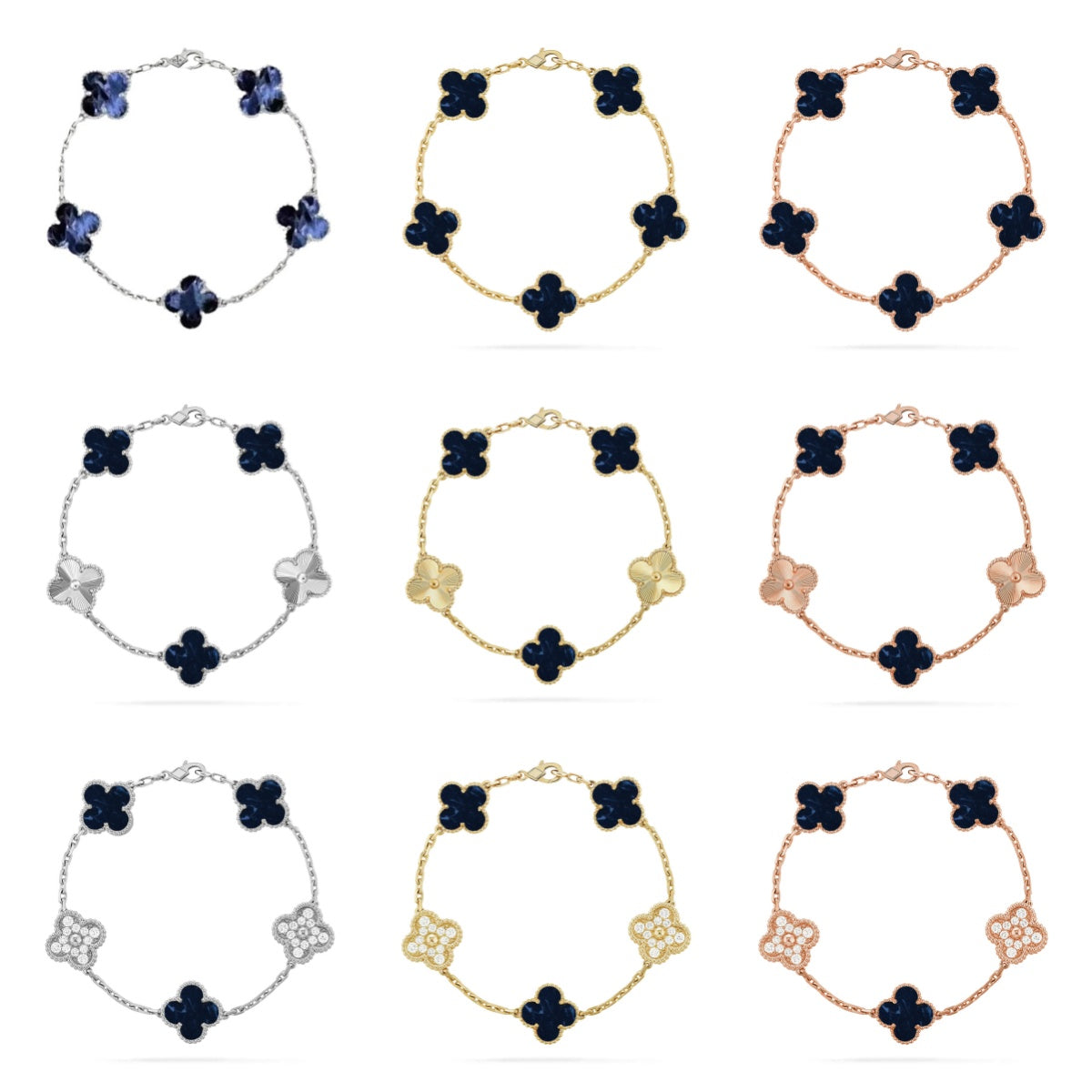 [ElanLuxe Jewelry]CLOVER 5 MOTIF PIETERSITE BRACELET COLLECTION