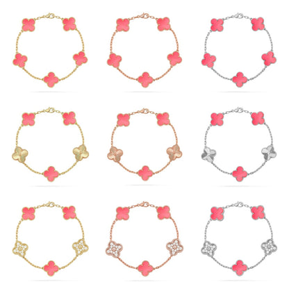 [ElanLuxe Jewelry] CLOVER 5 MOTIFS  PINK MOP BRACELET COLLECTION