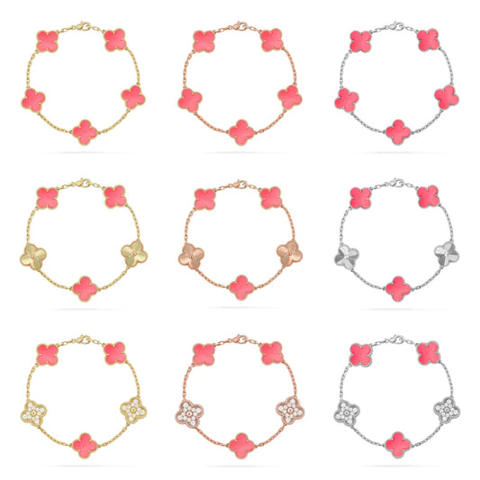 [ElanLuxe Jewelry] CLOVER 5 MOTIFS  PINK MOP BRACELET COLLECTION