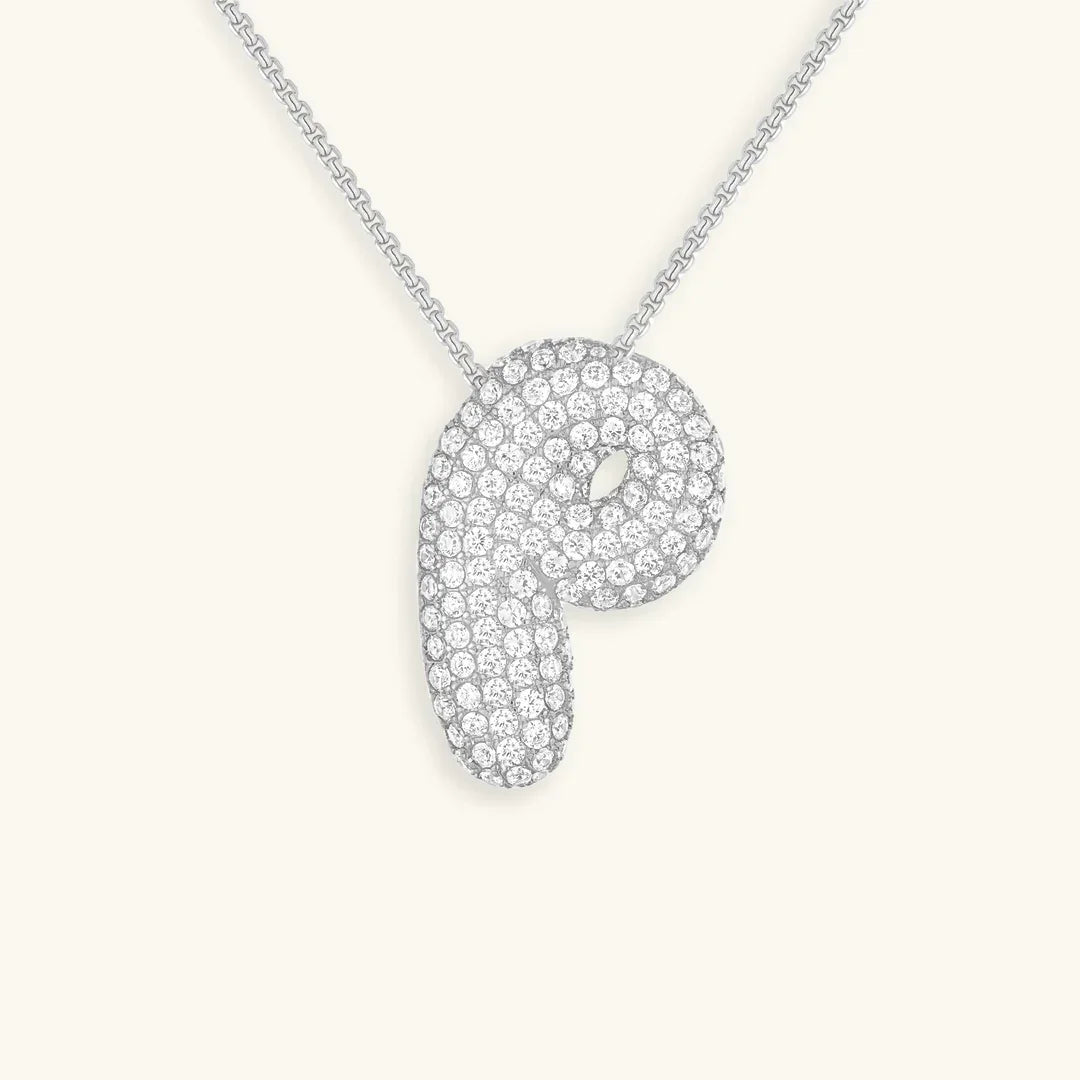 [ElanLuxe]Bubble Initial Diamond Necklace