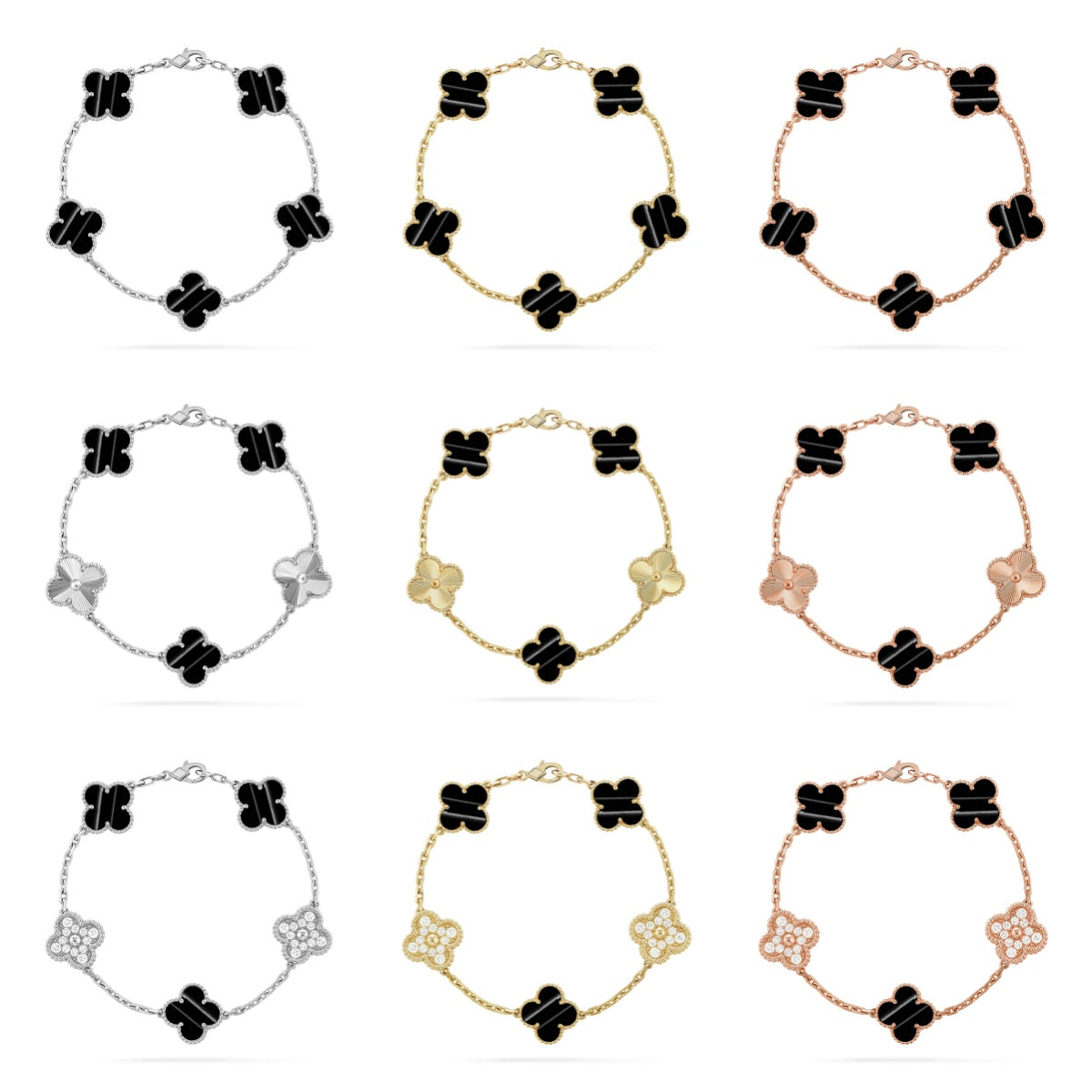 [ElanLuxe Jewelry] CLOVER 5 MOTIF PULSAR STONE BRACELET COLLECTION