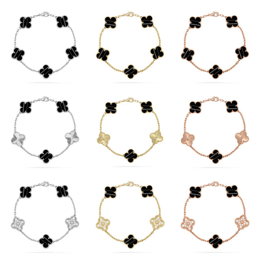 [ElanLuxe Jewelry] CLOVER 5 MOTIF PULSAR STONE BRACELET COLLECTION