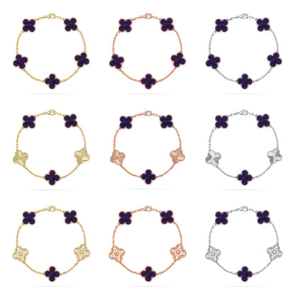 [ElanLuxe Jewelry]CLOVER 5 MOTIF PURPLE STRIPES BRACELET COLLECTION
