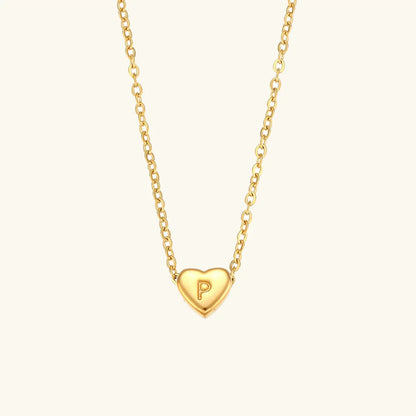 [ElanLuxe]Heart Initial Gold Necklace