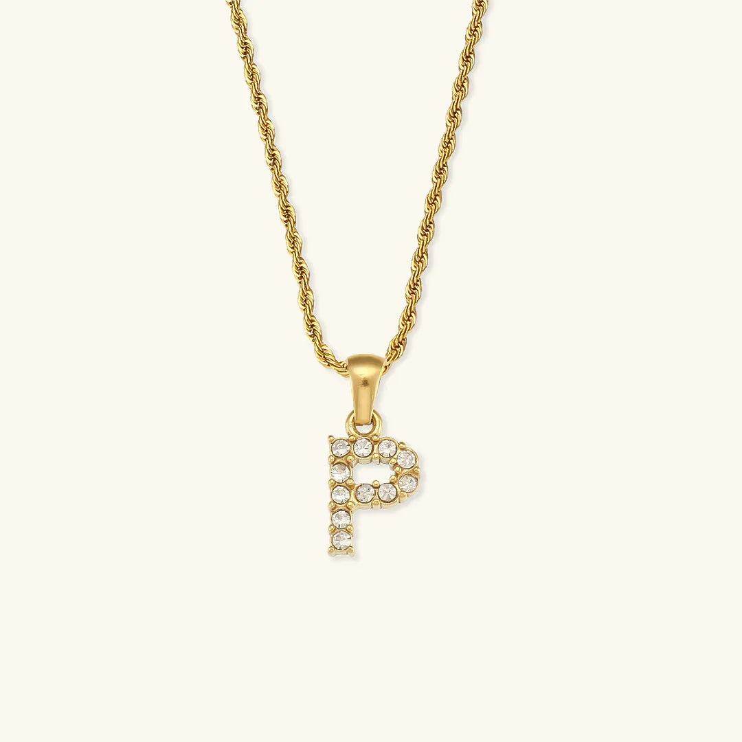 [ElanLuxe]Maeve Letter Initial Diamond Necklace
