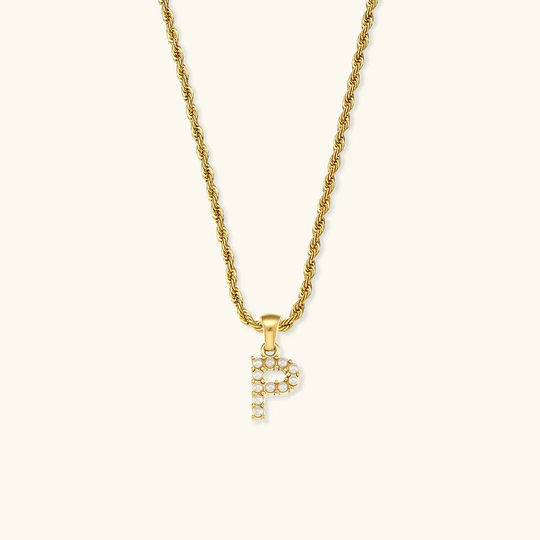 [ElanLuxe]Elodie Initial Letter Pearl Necklace