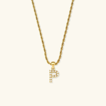 [ElanLuxe]Elodie Initial Letter Pearl Necklace
