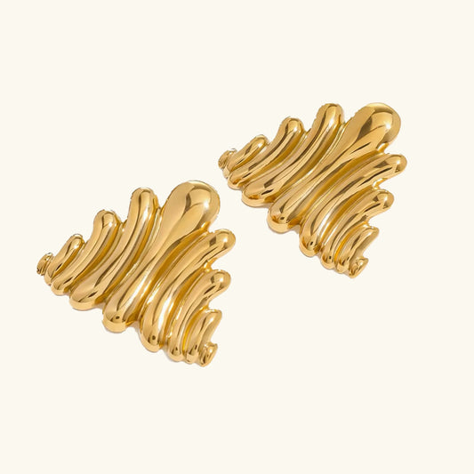[ElanLuxe]Nora Ripple Gold Earrings