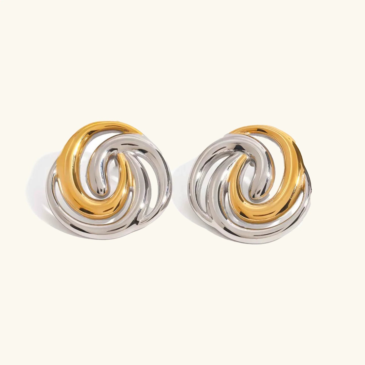 [ElanLuxe]Janice Triple Spiral Gold Earrings