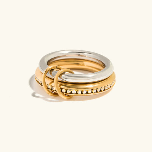 [ElanLuxe]Claire Two Tone Ring Stack