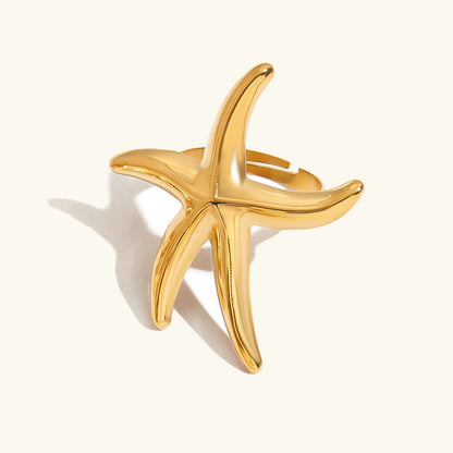 [ElanLuxe]Oceanic Gold Starfish Ring
