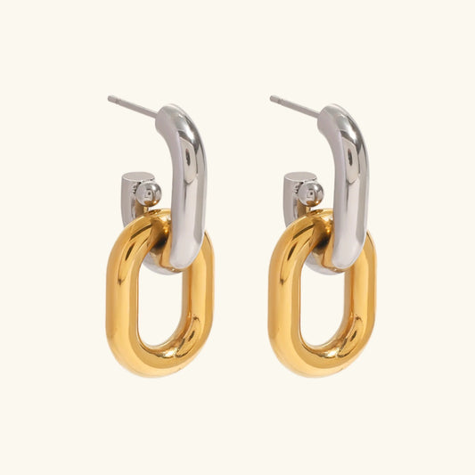 [ElanLuxe]Taylor Two Tone Double Hoops
