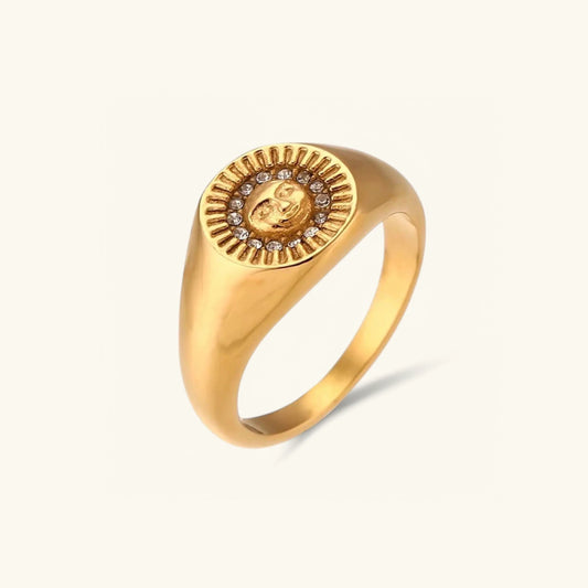 [ElanLuxe]Solari Sunface Gold Ring