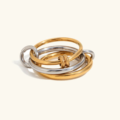 [ElanLuxe]Jessica Two-Tone Ring Stack